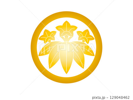 丸に笹竜胆ゴールド 129048462