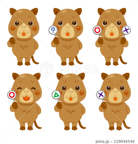 ○×△の札を持ったヌートアリアのキャラクターイラストセット 129048548