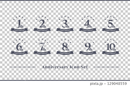 用於週年紀念和生日慶祝活動的周年紀念圖標集（向量） 129048559
