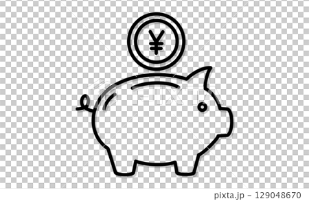 Piggy bank illustration icon showing savings and savings Piggy bank illustration icon showing savings and savings 129048670