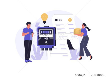 Electricity Bills Management Illustration 129048880