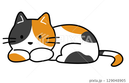 座っている三毛猫のイラスト 129048905