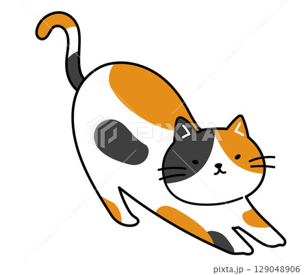 背伸びしている三毛猫のイラスト 背伸びしている三毛猫のイラスト 129048906