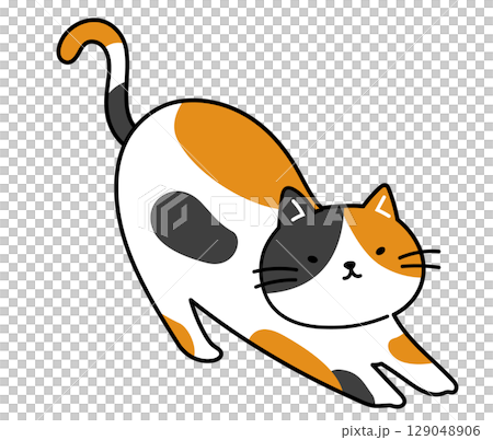 背伸びしている三毛猫のイラスト 背伸びしている三毛猫のイラスト 129048906