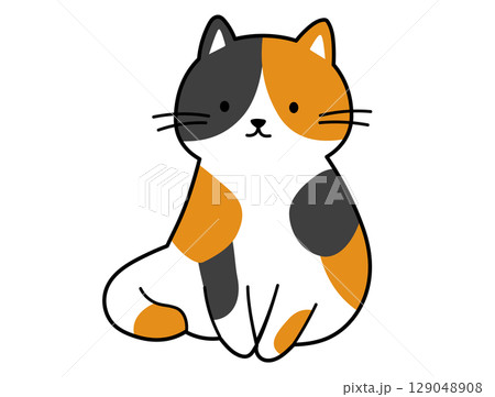 座っている三毛猫のイラスト 129048908