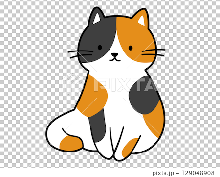 Illustration of a sitting calico cat Illustration of a sitting calico cat 129048908