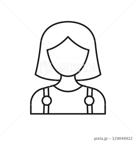 Female Avatar Line Icon. User Profile, Social Media, And Online Identity Outline Symbol. Simplified Female Representation. Editable Stroke. Isolated Vector Illustration 129048922