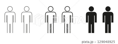 Two People Icon Set. Human Interaction, Partnership, And Teamwork Outline And Silhouette Symbol Collection. Social Connection And Collaboration. Isolated Vector Illustration 129048925