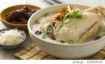 Detailed Samgyetang Shot Highlighting Tender Chicken Skin 129049138