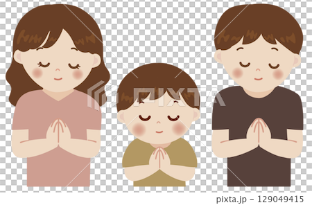 一家人一起禱告的插圖 129049415