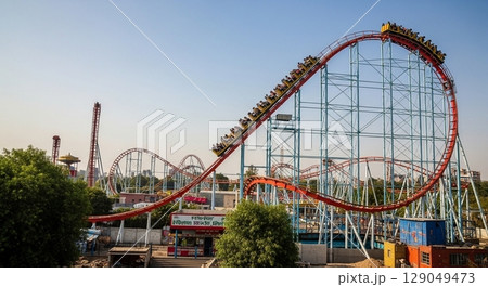 インドのスリリングなジェットコースター 129049473