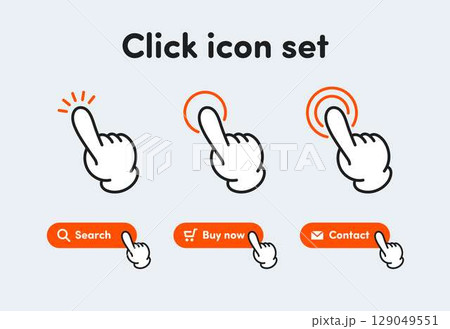 ボタンをクリックする指のアイコンセット ボタンをクリックする指のアイコンセット 129049551