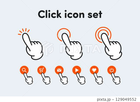 ボタンをクリックする指のアイコンセット 129049552