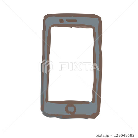 シンプルなスマートフォンの手描き線画イラスト 129049592