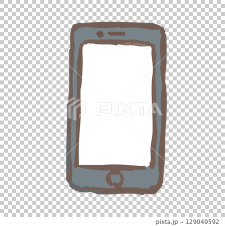 シンプルなスマートフォンの手描き線画イラスト 129049592