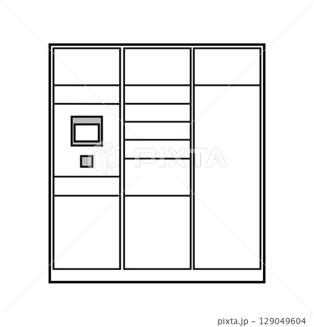 集合住宅の宅配ボックスのイラスト・宅配ロッカー・宅配ボックスの使用シーン 129049604