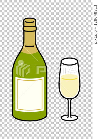 Champagne and champagne glasses Champagne and champagne glasses 129049813