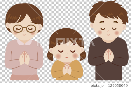 一家人手牽手的插圖 129050049