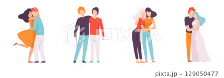 People Character Hugging and Embrace Feel Warmth Vector Set People Character Hugging and Embrace Feel Warmth Vector Set 129050477
