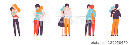 People Character Hugging and Embrace Feel Warmth Vector Set People Character Hugging and Embrace Feel Warmth Vector Set 129050479