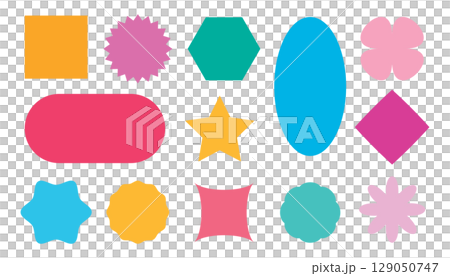Rectangle, circle, star, square sticker shapes for label, price tag, and frame Rectangle, circle, star, square sticker shapes for label, price tag, and frame 129050747