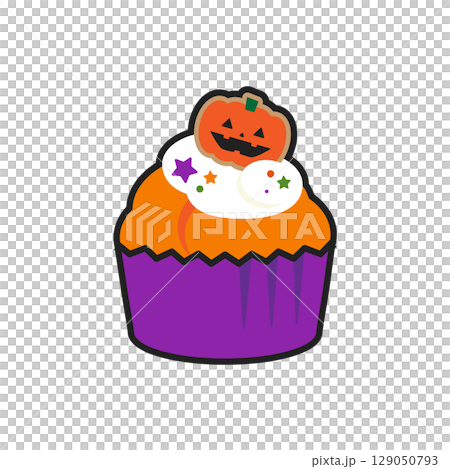 イラスト素材：ハロウィンマフィン/カップケーキのベクターイラスト 129050793