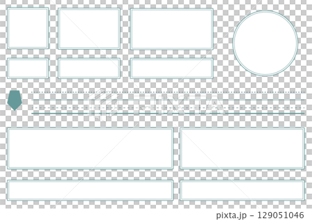 簡單標題框標題集，藍綠色，方形，水平，線條和填充，透明PNG，向量 129051046