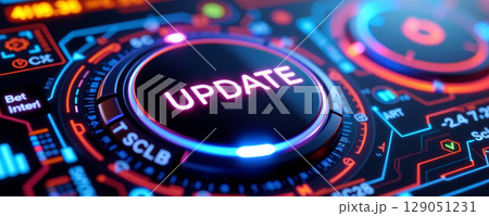 Update button glowing on futuristic digital...のイラスト素材 [129051231] - PIXTA