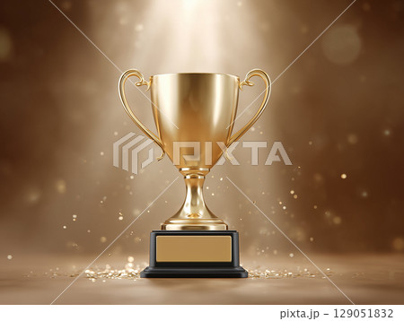 表彰やコンテスト用のリアルな金カップ素材 129051832