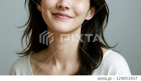 肌　唇　笑顔　女性 129051937