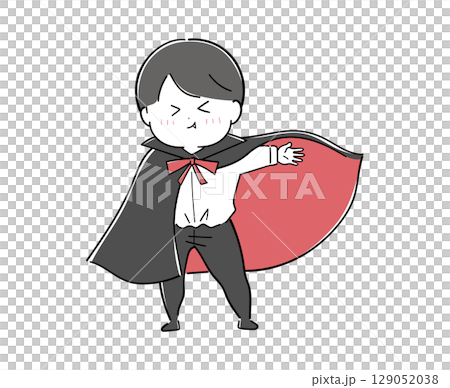 做德古拉服裝的男孩 129052038