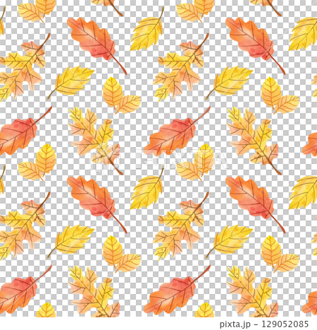 Seamless pattern with watercolor autumn leaves. Hand drawn illustration for your design, print, textile Seamless pattern with watercolor autumn leaves. Hand drawn illustration for your design, print, textile 129052085