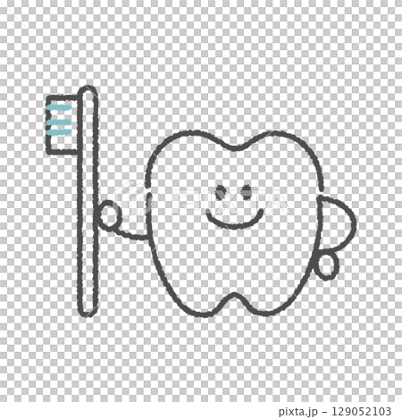 Tooth icon with a toothbrush 129052103