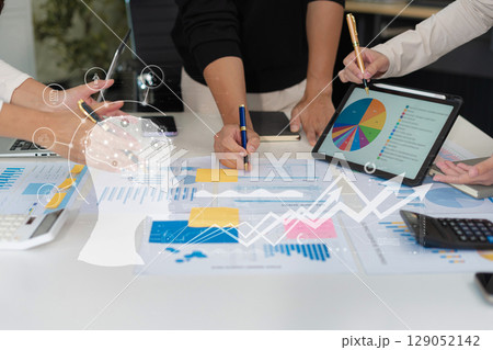 Digital transformation technology strategy, Person using laptop, tablet and smartphone with of things. transformation of ideas and the adoption. 129052142