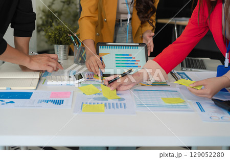 Project manager working and update tasks with milestones progress planning and professional investor working new start up project in the office. Project manager working and update tasks with milestones progress planning and professional investor working new start up project in the office. 129052280