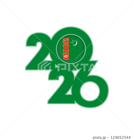 2026 banner with Turkmenistan flag inside. 2026 banner with Turkmenistan flag inside. 129052544