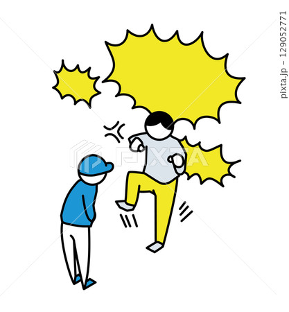 怒鳴る人に対応する店員のイラスト 129052771