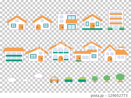 Simple house icon set 129052773