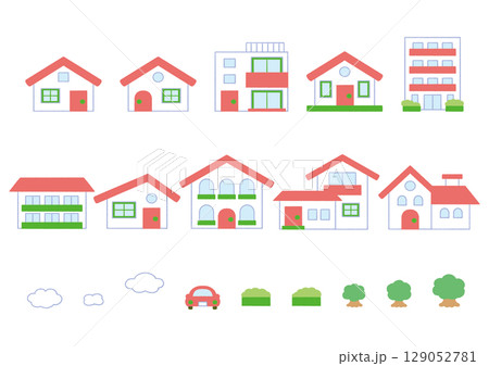 シンプルな家のアイコンセット 129052781