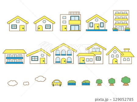 シンプルな家のアイコンセット 129052785