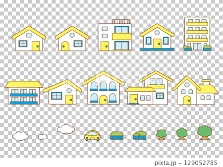 シンプルな家のアイコンセット 129052785