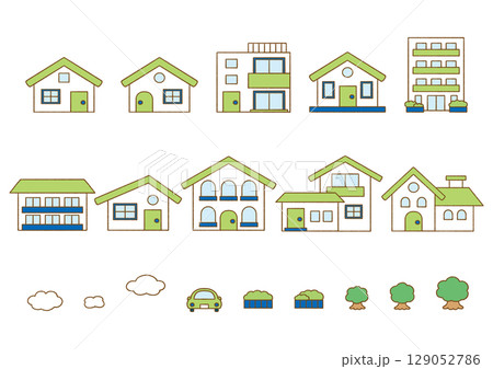 シンプルな家のアイコンセット 129052786