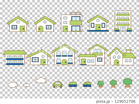 シンプルな家のアイコンセット 129052786