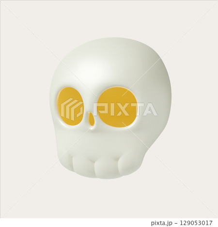 3D Halloween cute skull icon. 3D render illustration 129053017