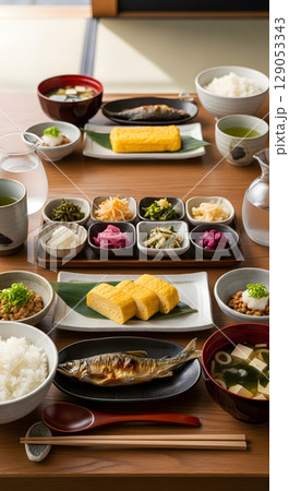 美味しそうな和風朝食 美味しそうな和風朝食 129053343