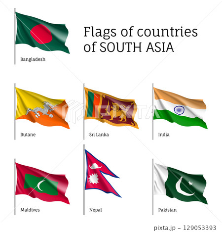 Flags of South Asian countries 129053393