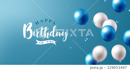 Celebrate your birthday background with beautiful balloon vector illustration. 129053497