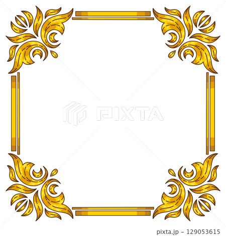 Floral frame in baroque style. Decorative curling plant. 129053615