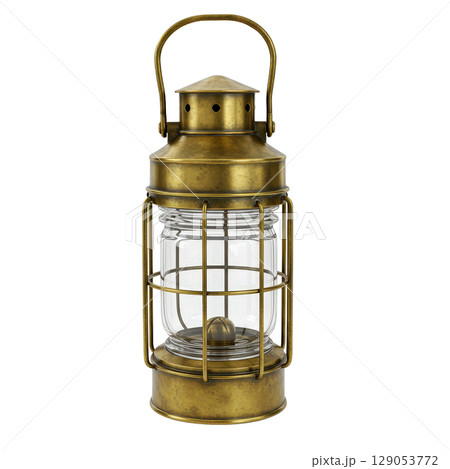 Vintage brass nautical lantern with a glass protector a classic old marine lamp for decor 129053772