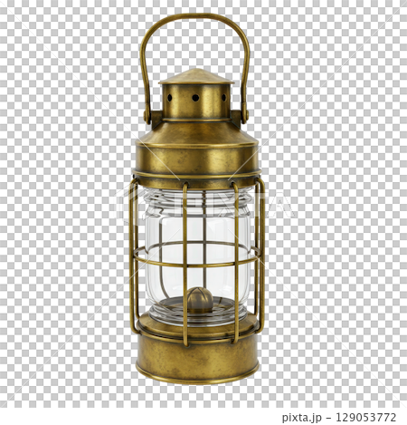 Vintage brass nautical lantern with a glass protector a classic old marine lamp for decor 129053772